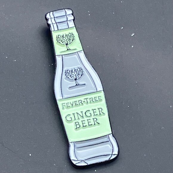 Fever Tree Ginger Beer Lapel Pin Brooch 1.25 In Green Grey Enamel Mens Womens Un - Picture 3 of 7